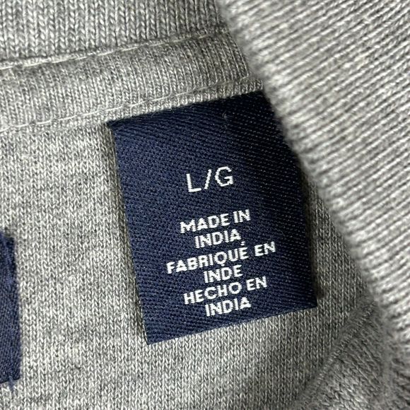 Chaps Sweater Mens Large Gray Black Stripe 1/4 Button Neck Pockets‎ Sweatshirt - Picture 6 of 16